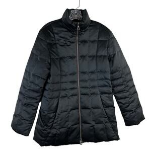 Searle Goose Down Long Puffer Jacket Coat Womens Size 4 Black Insuldated Winter